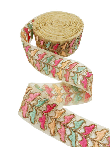 Sheer Gold Tissue Embroidered Trim, Decorative Trim, Trim By Yard